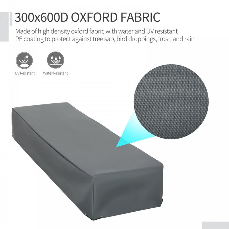 Outsunny 200x73cm Outdoor & Garden Furniture Rectangular Cover Water UV Resistant Protection Oxford Fabric Rattan Lounge Clean Cover Grey Protective