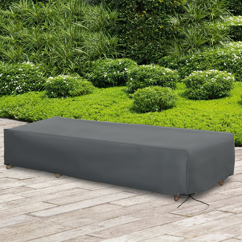 Outsunny 200x73cm Outdoor & Garden Furniture Rectangular Cover Suitable for sunbed Water UV Resistant Protection Oxford Fabric Rattan Lounge Clean Cover Grey Protective