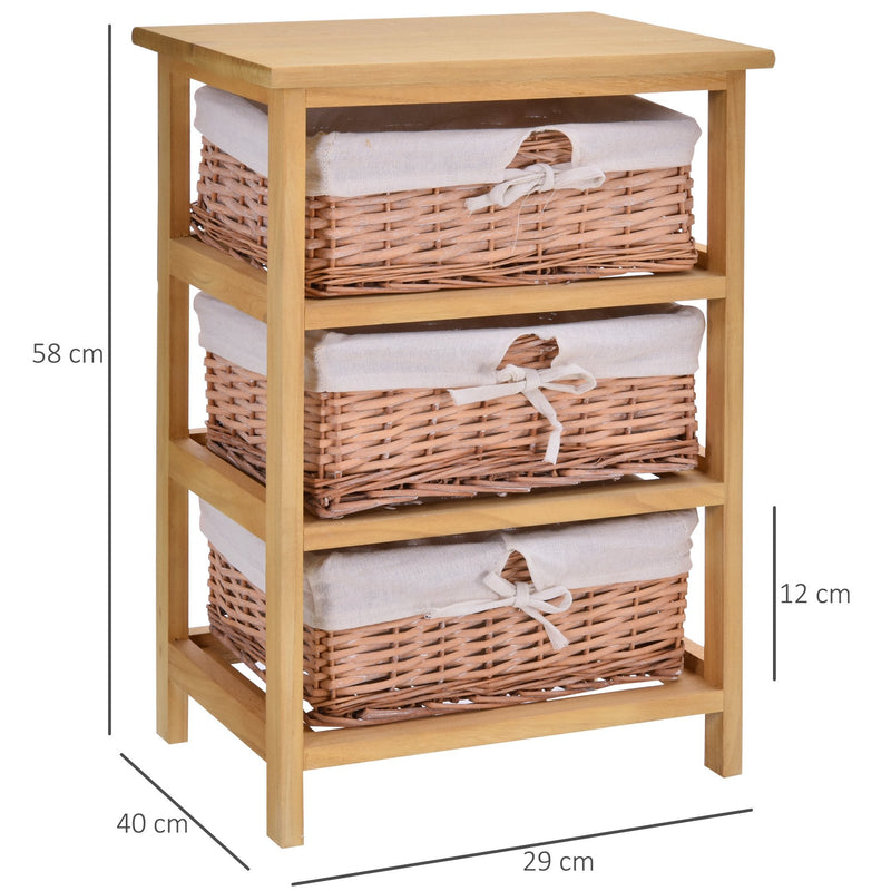 Wicker 3-Tier Storage Basket Shelf Brown