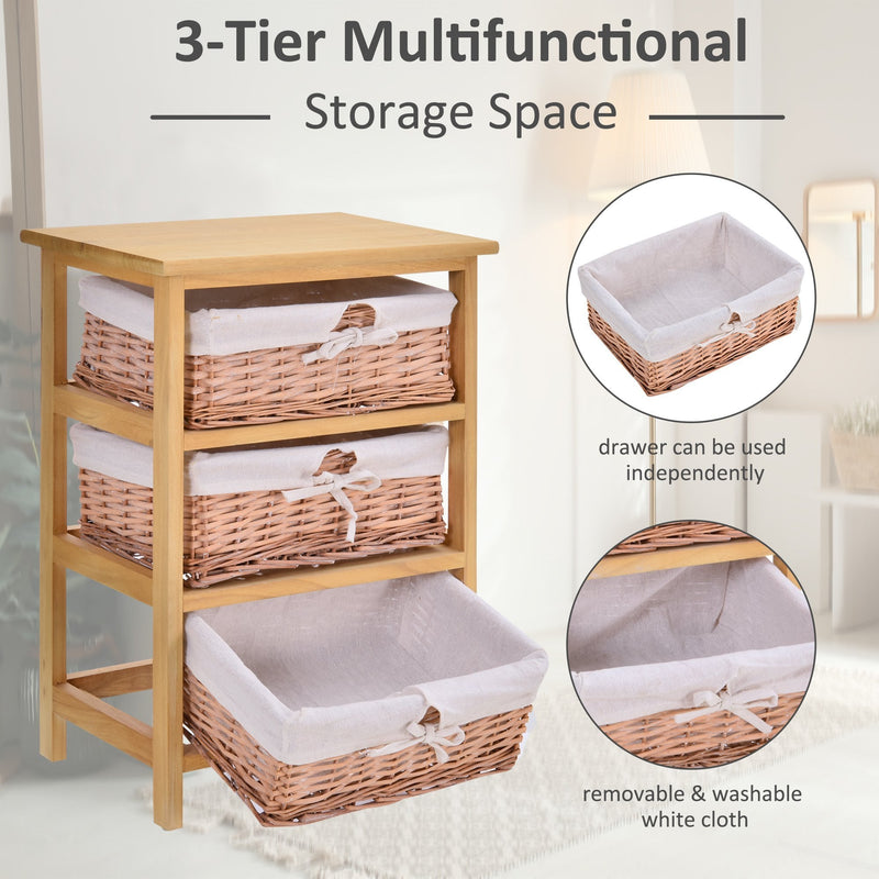 Wicker 3-Tier Storage Basket Shelf Brown