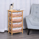 Wicker 4-Tier Storage Basket Shelf Brown