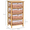 Wicker 4-Tier Storage Basket Shelf Brown