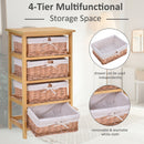 Wicker 4-Tier Storage Basket Shelf Brown