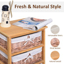 Wicker 4-Tier Storage Basket Shelf Brown
