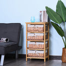Wicker 4-Tier Storage Basket Shelf Brown