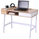Computer Desk PC Workstation Laptop Table Storage Unit Metal Frame-Oak/White Colour