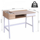 Computer Desk PC Workstation Laptop Table Storage Unit Metal Frame-Oak/White Colour