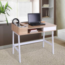 Computer Desk PC Workstation Laptop Table Storage Unit Metal Frame-Oak/White Colour
