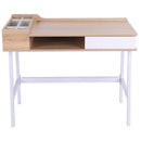 Computer Desk PC Workstation Laptop Table Storage Unit Metal Frame-Oak/White Colour