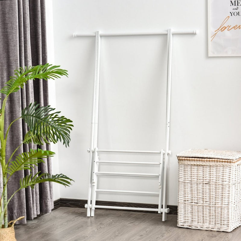 Steel Freestanding Clothes Rail w/ 2 Shelves White