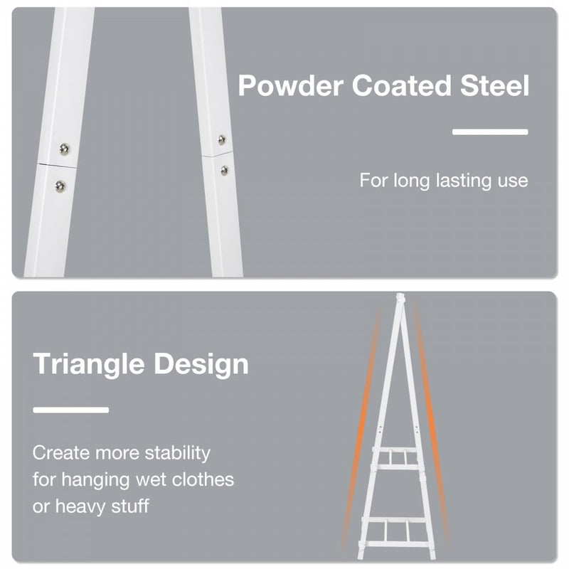 Steel Freestanding Clothes Rail w/ 2 Shelves White
