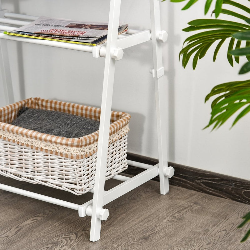 Steel Freestanding Clothes Rail w/ 2 Shelves White