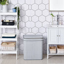 100L Flip Lid Bamboo Laundry Basket Grey