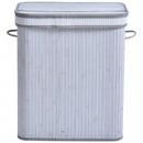 100L Flip Lid Bamboo Laundry Basket Grey