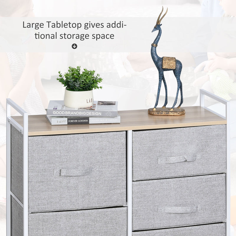Metal Frame 5-Fabric Drawer Home Storage Unit Grey