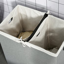 Linen Folding Laundry Basket, Hamper Bin with 2 Sections, Lid and Removable Liner and Handles, 115L Storage Capacity, Grey Clothes Dividers Lining
