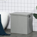 Linen Folding Laundry Basket, Hamper Bin with 2 Sections, Lid and Removable Liner and Handles, 115L Storage Capacity, Grey Clothes Dividers Lining