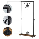 Industrial Pipe Clothing Rack on Wheels, Rolling Garment Rack with Storage Shelf Hooks for Hanging Coat, Rustic Brown and Black Rack, Clothes Organizer Wheels Clothes