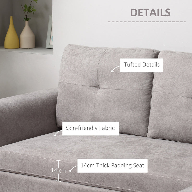 Sofa Bed Reversible L-Shaped Sectional Sofa Set Linen-Touch Sleeper Futon with Storage, Grey Linen Storage