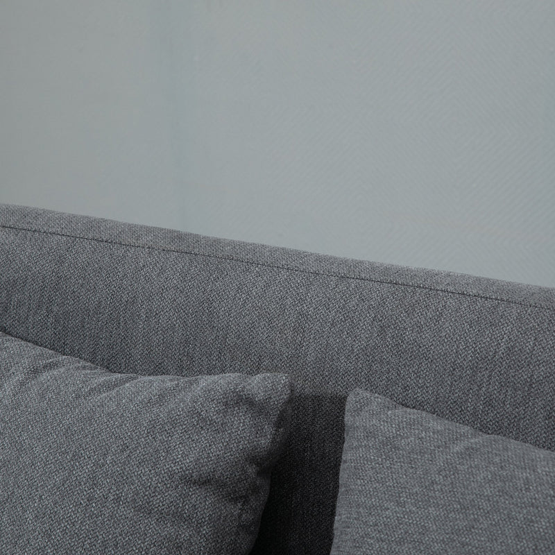 2-Seat Loveseat Sofa Chenille Fabric Upholstered Couch with Rubberwood Legs, Grey Wood