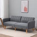Two Seater Sofa Bed, Convertible Linen Fabric Sofa Couch,  Click Clack Sofabed with Adjustable Split Backrest for Living Room, Bedroom, Guest Room, Grey Bed