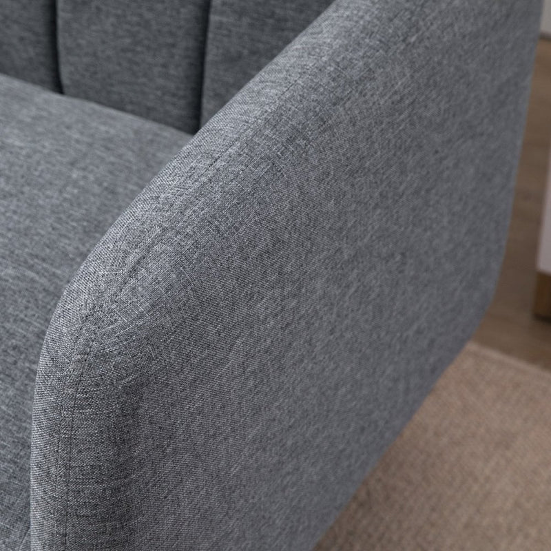 Two Seater Sofa Bed, Convertible Linen Fabric Sofa Couch,  Click Clack Sofabed with Adjustable Split Backrest for Living Room, Bedroom, Guest Room, Grey Bed