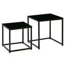 Nest of 2 Side Tables, Set of Modern Bedside Tables with Tempered Glass Desktop for Living Room, Bedroom, Office - Black