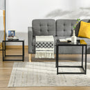 Nest of 2 Side Tables, Set of Modern Bedside Tables with Tempered Glass Desktop for Living Room, Bedroom, Office - Black