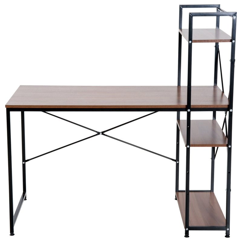 Computer Workstation, Metal Frame-Walnut/ Black