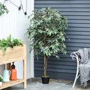 Outsunny Artificial Ficus Silk Tree With Nursery Pot, Decorative Fake Plant, For Indoor Outdoor Decor, 160cm In Pot