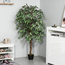 Outsunny Artificial Ficus Silk Tree With Nursery Pot, Decorative Fake Plant, For Indoor Outdoor Decor, 160cm In Pot