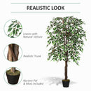 Outsunny Artificial Ficus Silk Tree With Nursery Pot, Decorative Fake Plant, For Indoor Outdoor Decor, 160cm In Pot