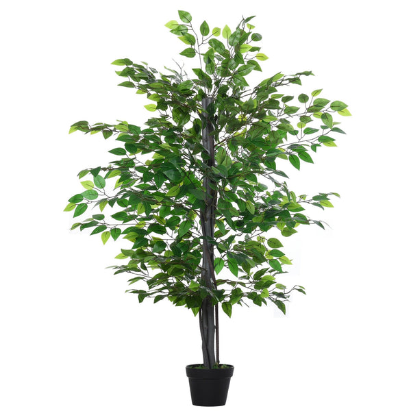 Outsunny Artificial Banyan Decorative Plant With Nursery Pot, Fake Tree For Indoor Outdoor Decor, Green, 1.45m W/