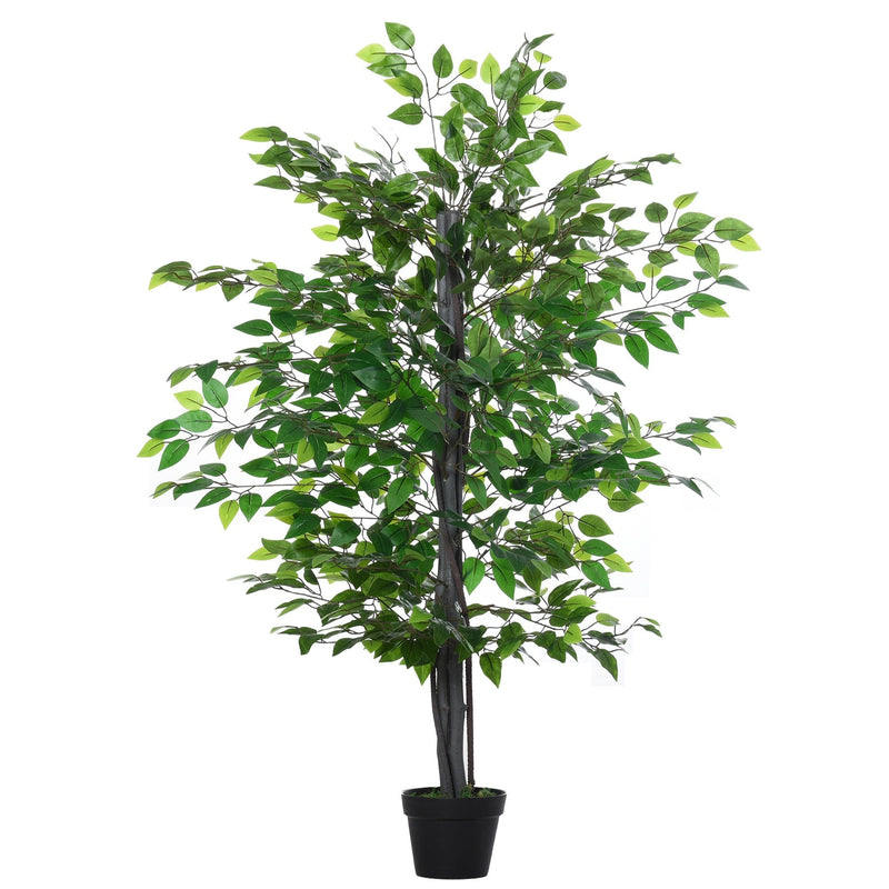 Outsunny Artificial Banyan Decorative Plant with Nursery Pot, Fake Tree for Indoor Outdoor D+®cor, Green, 1.45m w/