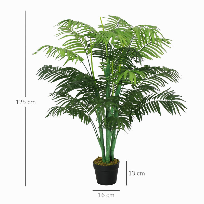 HOMCOM Artificial Palm Tree Decorative Plant 18 Leaves with Nursery Pot Fake Faux 125cm height