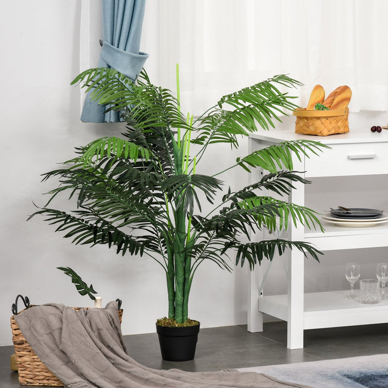 HOMCOM Artificial Palm Tree Decorative Plant 18 Leaves with Nursery Pot Fake Faux 125cm height