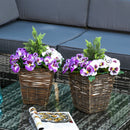 Outsunny 2 Pieces Artificial Phalaenopsis Decorative Plant with Straw Plaiting Pot, Fake Flower, 45cm, White Purple PCs Flower w/ Pot