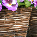 Outsunny 2 Pieces Artificial Phalaenopsis Decorative Plant with Straw Plaiting Pot, Fake Flower, 45cm, White Purple PCs Flower w/ Pot