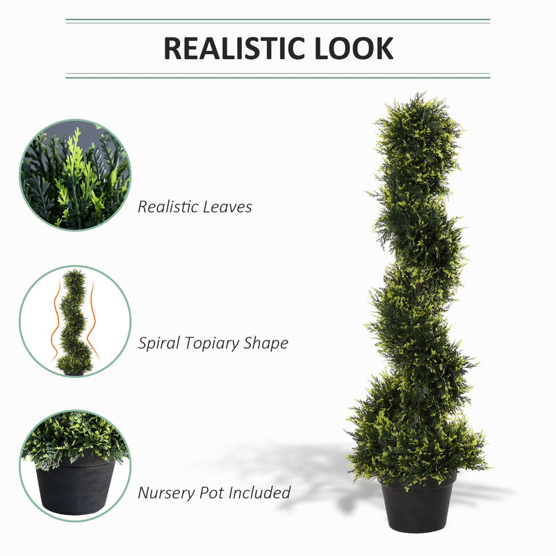 HOMCOM Outsunny Set Of 2 90cm Artificial Spiral Topiary Trees With Pot Fake Indoor Outdoor Use