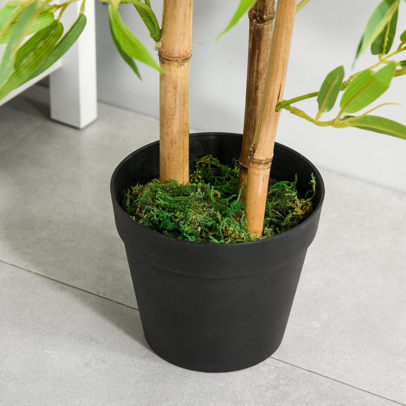 HOMCOM Set of 2 Artificial Bamboo Trees Decorative Plant with Nursery Pot