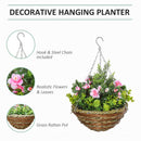 HOMCOM Pack of 2 Artificial Lisianthus Flowers Hanging Planter with Basket for Indoor Outdoor Decoration Home Garden