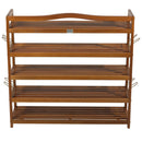 25 Pairs Shoe Rack W/ Slipper Hanger-Teak Colour