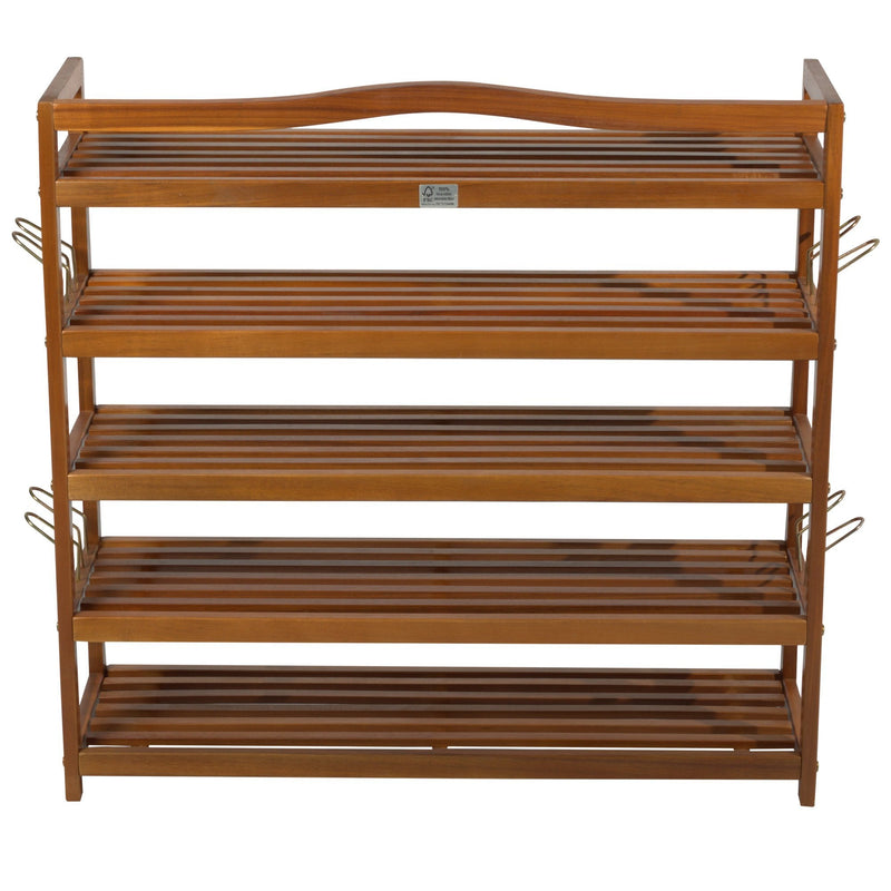 25 Pairs Shoe Rack W/ Slipper Hanger-Teak Colour