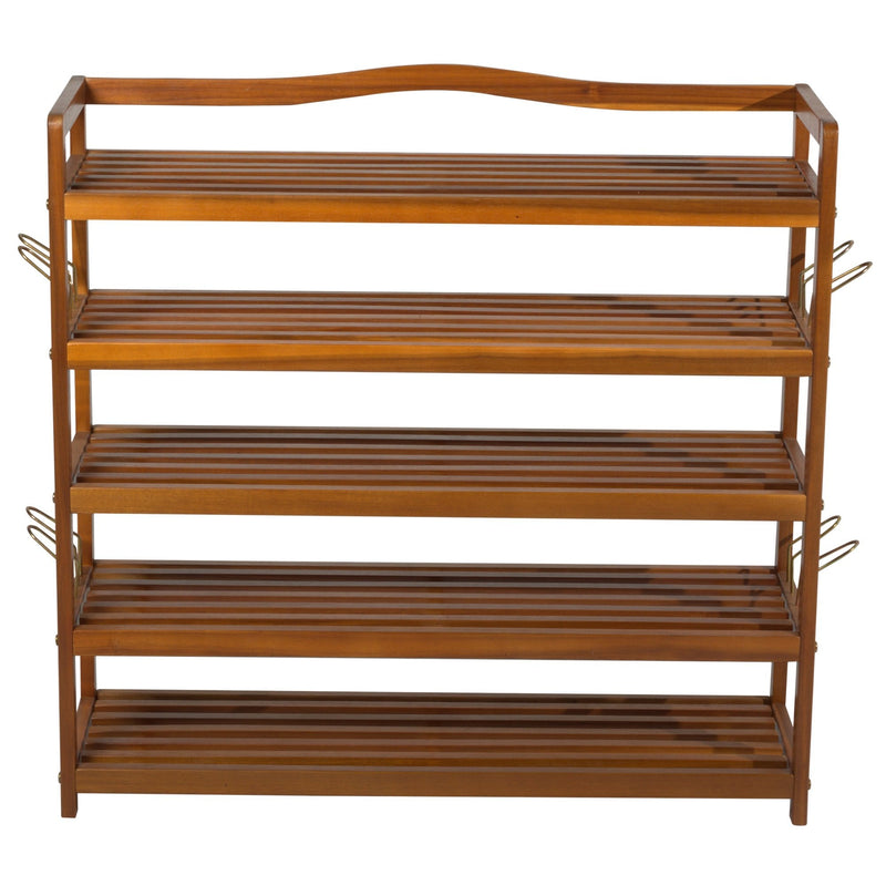 25 Pairs Shoe Rack W/ Slipper Hanger-Teak Colour