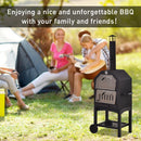 Outsunny 3-Tier Freestanding Outdoor Pizza Oven & Charcoal BBQ Grill - Black