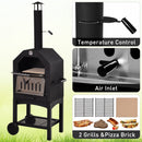Outsunny 3-Tier Freestanding Outdoor Pizza Oven & Charcoal BBQ Grill - Black