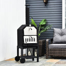 Outsunny 3-Tier Freestanding Outdoor Pizza Oven & Charcoal BBQ Grill - Black