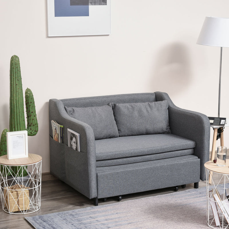 Modern Two Seater Sofa Convertible Sleeper Sofa Bed w Armrest Living
