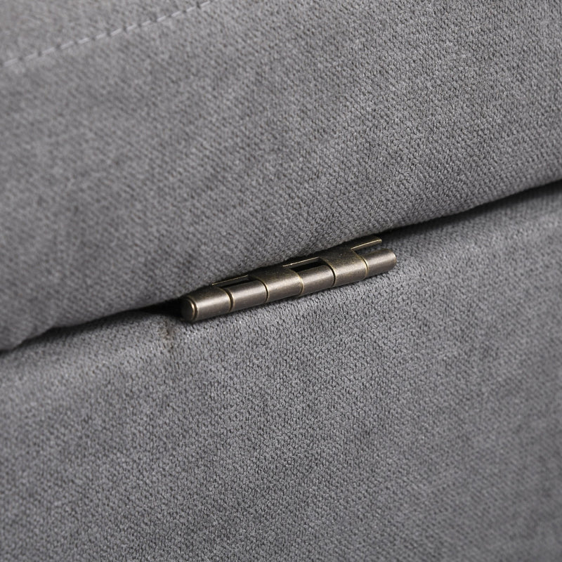 Modern Loveseat Sofa Button-Tufted Fabric Couch with Storage Chest, Rubberwood Legs, Grey Chest Wood Legs