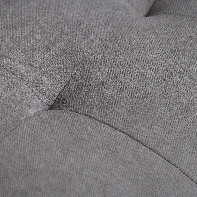 Modern Loveseat Sofa Button-Tufted Fabric Couch with Storage Chest, Rubberwood Legs, Grey Chest Wood Legs